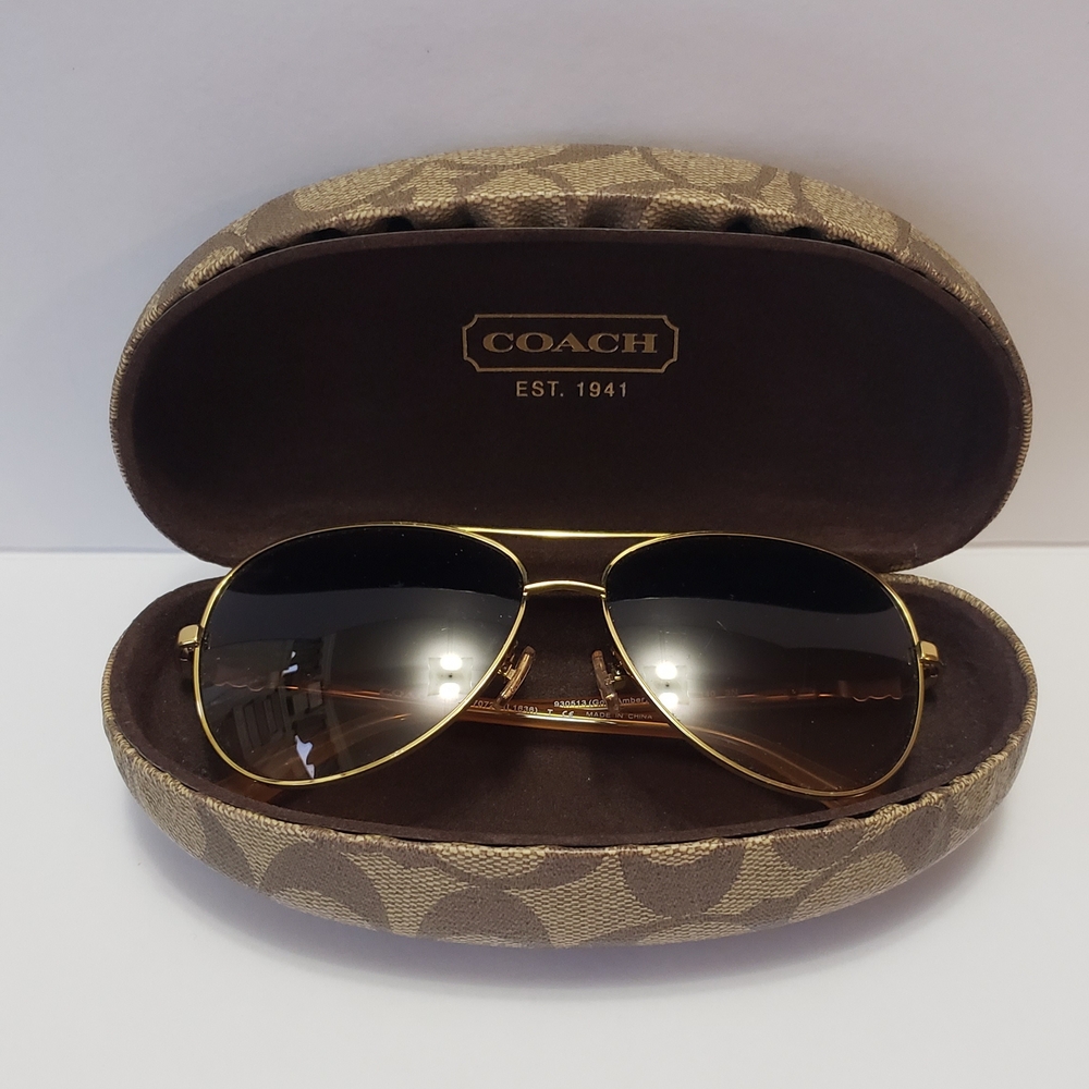 Women's Coach Aviator Daisy Rivet Pilot Sunglasses - Picture 2 of 12